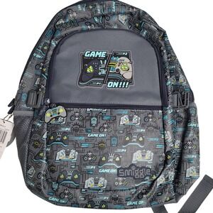 Smiggle Game On Epic Backpack Kids Gray‎ Blue Controller Gamer School Bag NEW